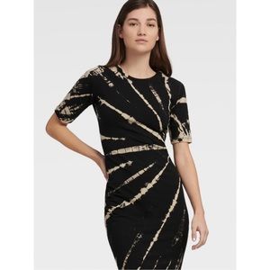 DKNY Black Fitted Tie Dye Dress